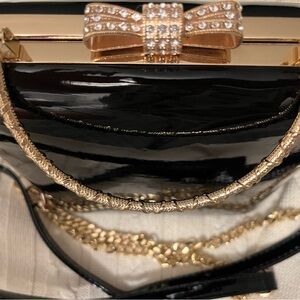 Black Gold Clutch with Chain
